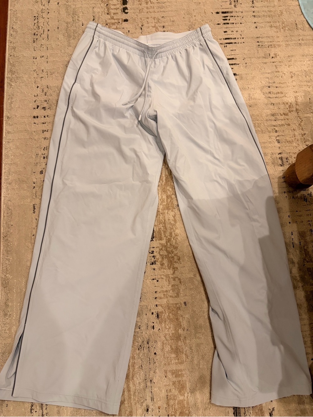 lululemon athletica light blue track joggers with contrast piping
